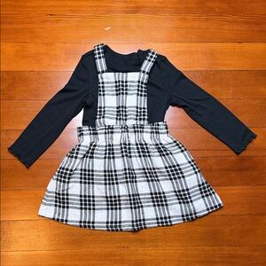 Cat & Jack Black and White Checkered Dress with Black Top